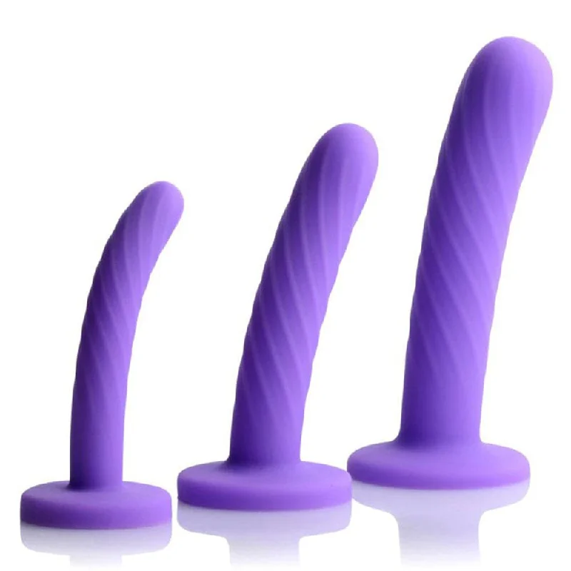 Acrylic-dry dildo-Tri-Play Silicone Dildo Set - Set of 3 - Purple