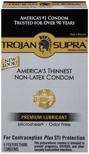 vibrating cock ring for extra pleasure during intercourse-Trojan Supra Bareskin Non-Latex - 6 Pack