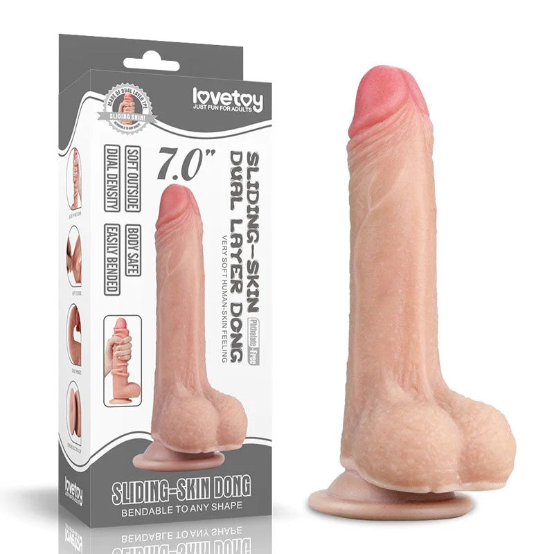 Body-molded dildo-Sliding Skin Dual Layer Dong - Flesh (7'') with Flexible Skin