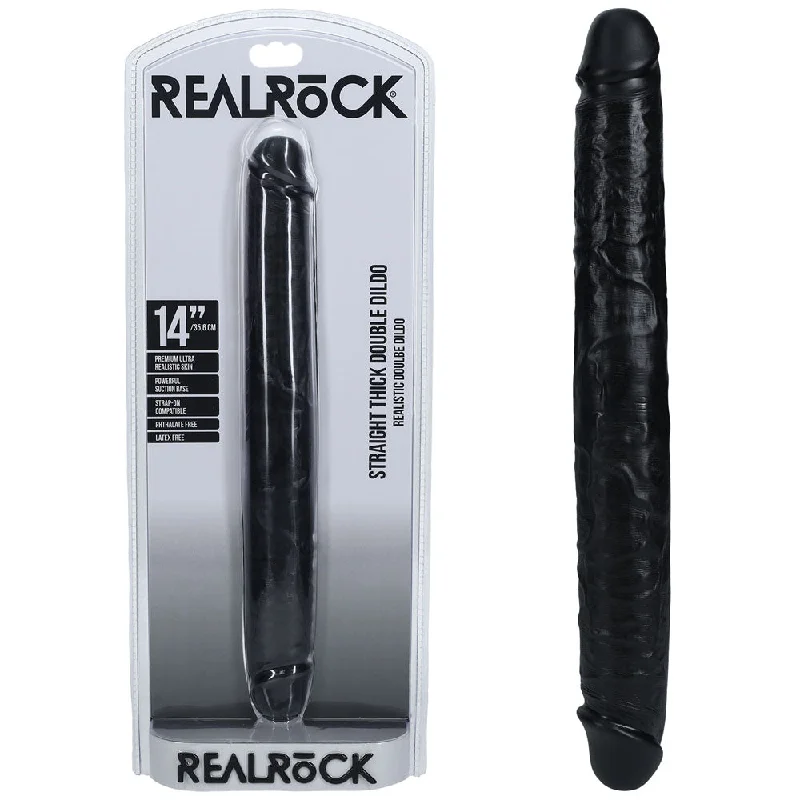 Zodiac-themed dildo-REALROCK 35cm Thick Double Dildo - Black