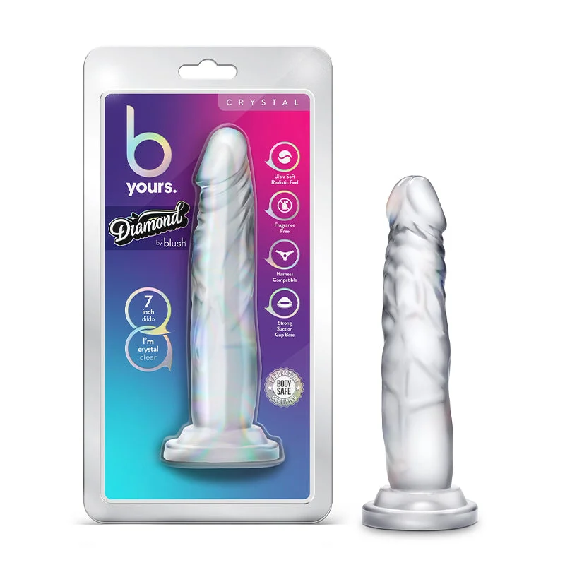 vibrating anal massager for deep and satisfying orgasms-B Yours Diamond Crystal 7in Clear