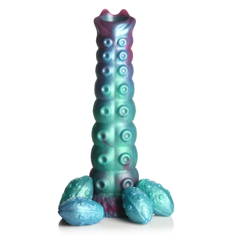 Satellite-synced dildo-Creature Cocks Galactic Breeder Ovipositor Silicone Dildo Blue Teal