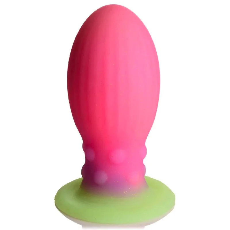 Radar-detected dildo-Xeno Egg Glow In The Dark Silicone Egg - Pink, Purple & Green