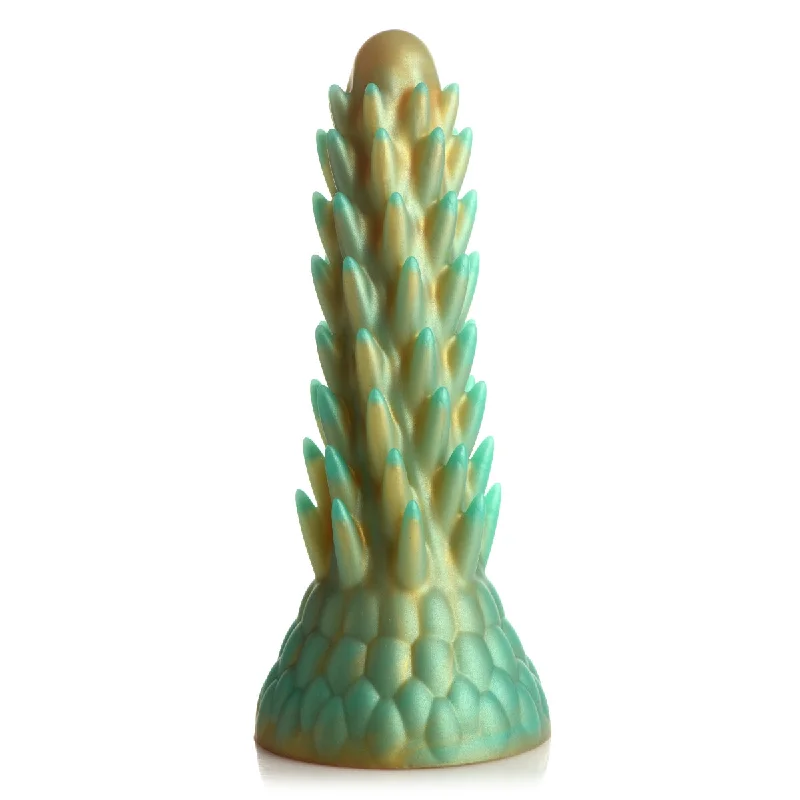 Salvaged dildo-Creature Cocks Stegosaurus Spiky Reptile Silicone Dildo Gold Teal