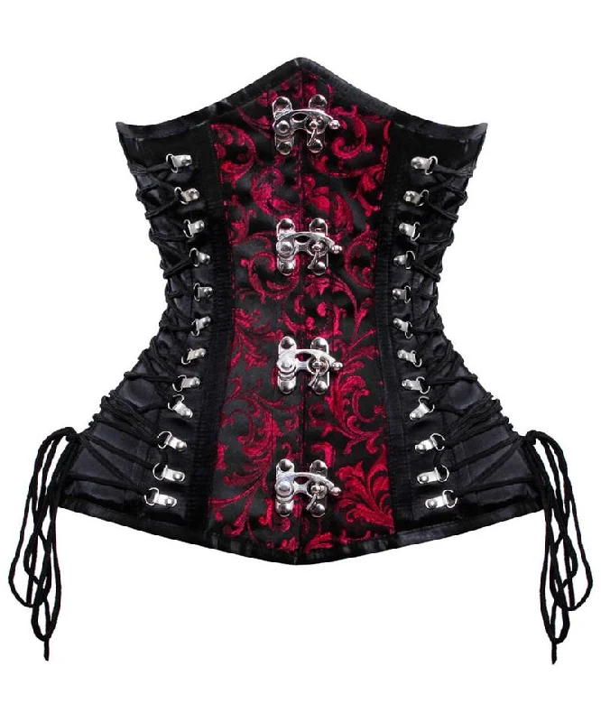 corset with pearl lattices-Quinn Criss Cross Underbust Gothic Corset