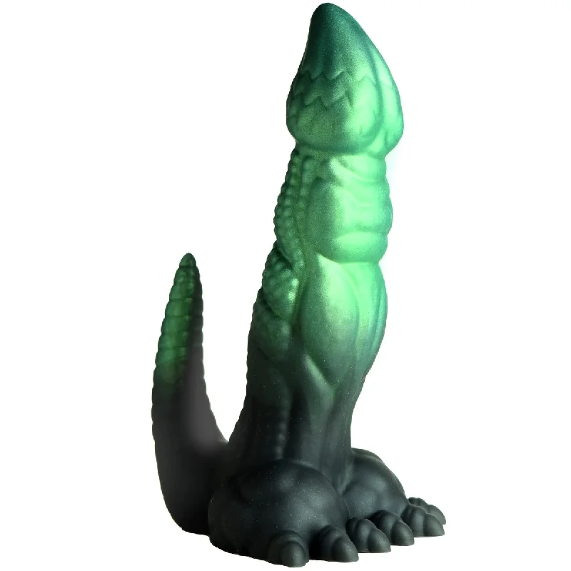 Bauhaus-sleek dildo-Creature Cocks Dickosaur Dinosaur Silicone Dildo Green