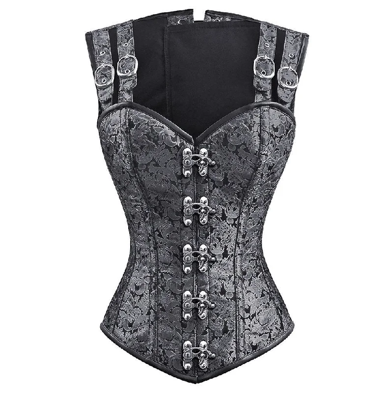 corset with plunging lattices-Nylah Gothic Corset with Shoulder Straps