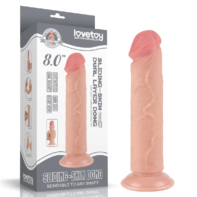 Upcycled dildo-Sliding Skin Dual Layer Dong - Flesh (8'') with Flexible Skin