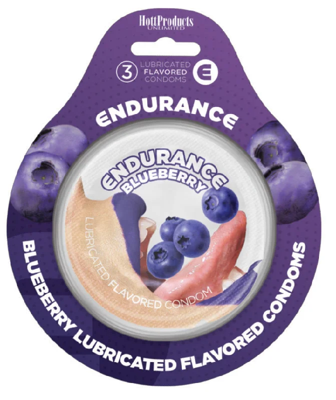 vibrating love egg for solo play with remote control-Endurance Condoms -Blueberry - 3 Pack