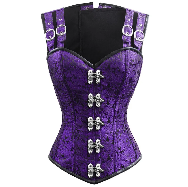 corset with flared patterns-Ocean Gothic Corset with Shoulder Straps