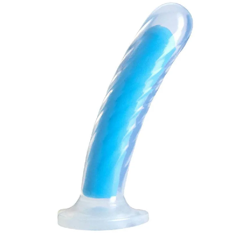 Banjo-twist dildo-6" Neo Elite Tao Glow in the Dark Silicone Dual Density Dildo - Blue