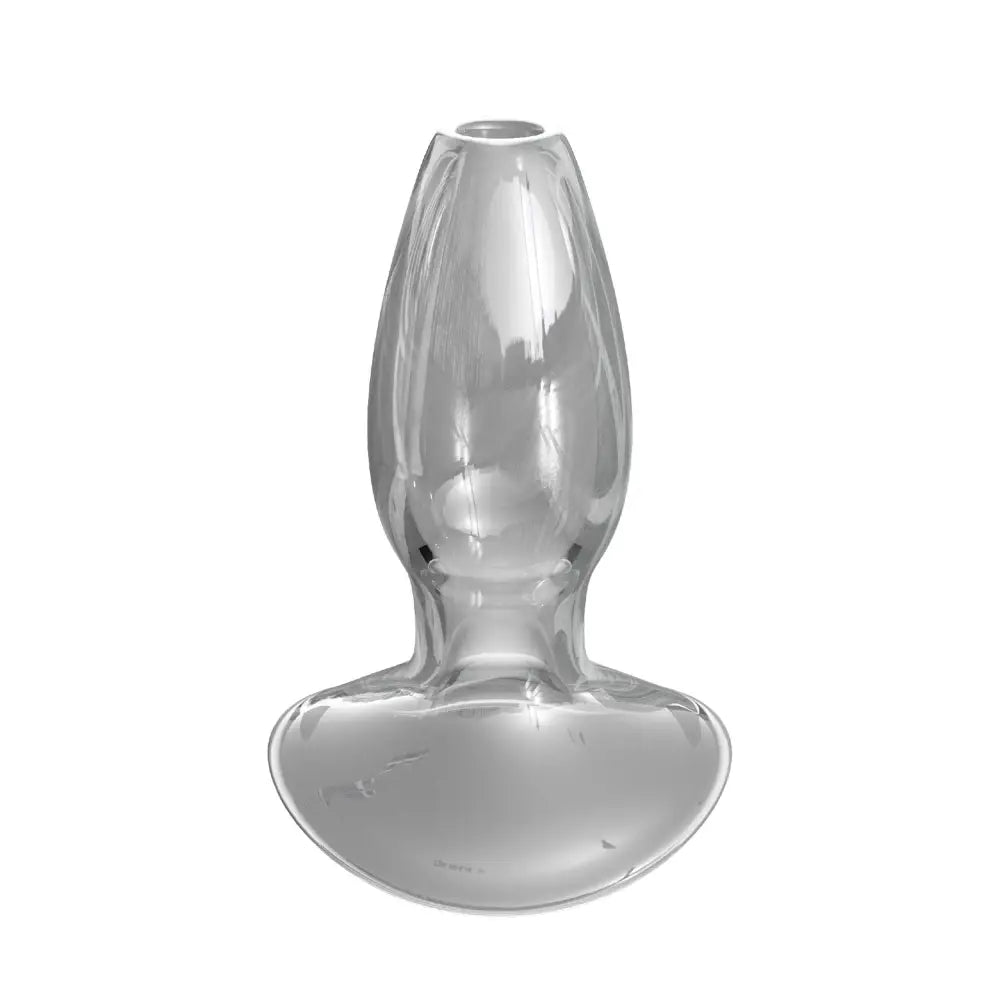 Compact Touch Masturbator-3.8-inch Fantasy Beginners Small Hollow Glass Butt Plug with Flared Base