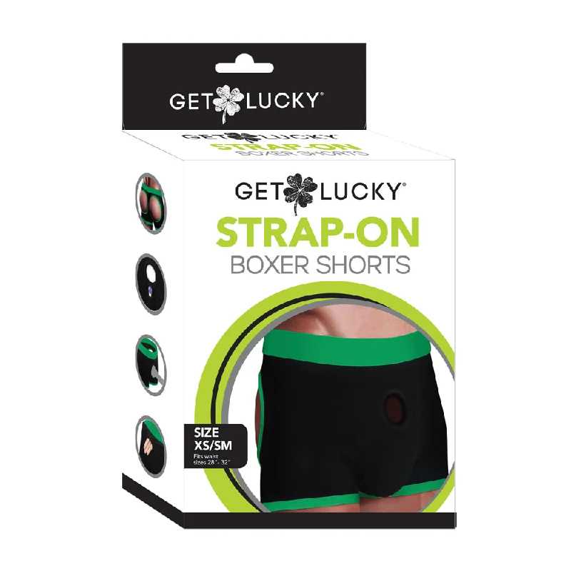 romantic satin lingerie set for intimate moments-Get Lucky Strap On Boxers - XS-S Black/Green