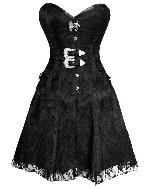 corset for evening webs-Noel Gothic Net Overlay Corset Dress