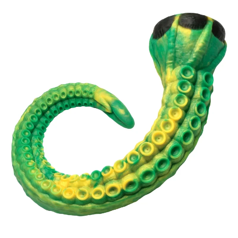 Minimalist dildo-Creature Cock Titan Tentacle Extra Long Silicone Dildo Green Yellow