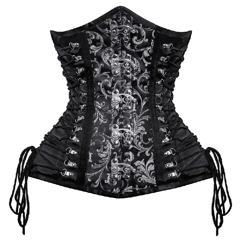 corset with satin lattices-Eugenie Criss Cross Underbust Gothic Corset