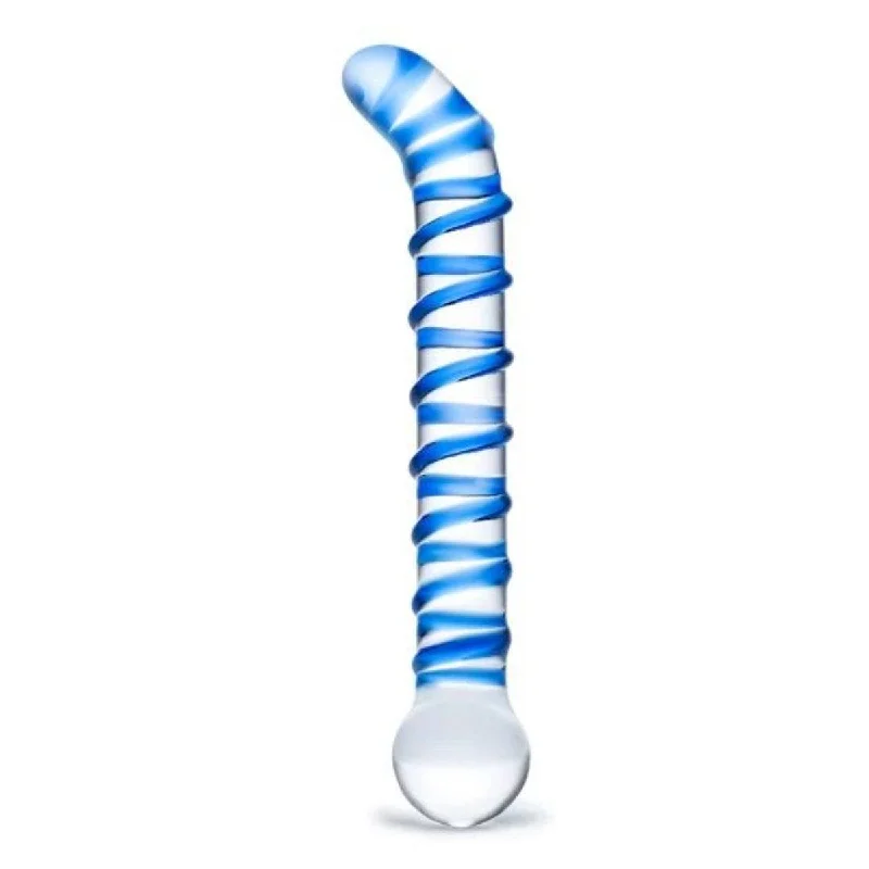 Bolted dildo-Glas Mr Swirly G-Spot Dildo Blue 6.5 Inch