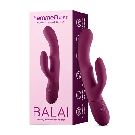 FemmeFunn Balai Rechargeable Silicone Swaying Motion Dual Stimulation Vibrator Dark Fuchsia