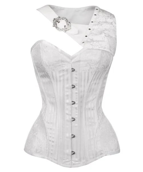 corset for steampunk yarns-Lynch Gothic White Brocade Corset with Bolero