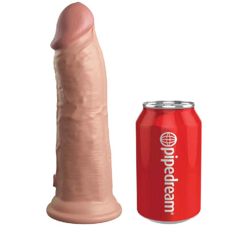 Laser-etched dildo-King Cock Elite 8" Vibrating Silicone Dual Density Dildo - Vanilla