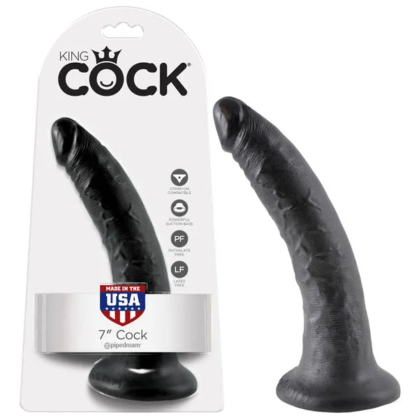 Groin-aligned dildo-King Cock 7'' Cock - Black (7'') Dong