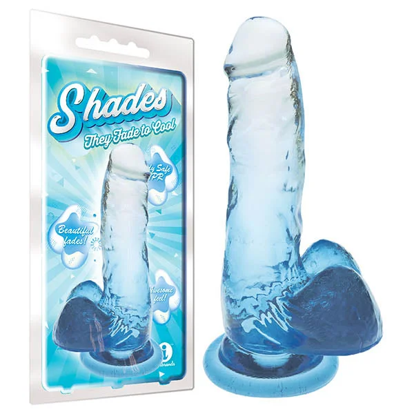 Bathroom-ready dildo-Shades 7'' Jelly TPR Dong - Blue 17.8 cm Dong