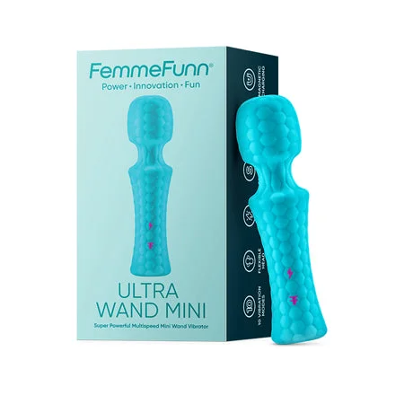 FemmeFunn Ultra Wand Mini Rechargeable Flexible Textured Silicone Vibrator Turquoise