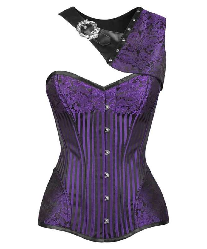 corset for gothic threads-Alyona Purple Brocade Gothic Corset with Bolero