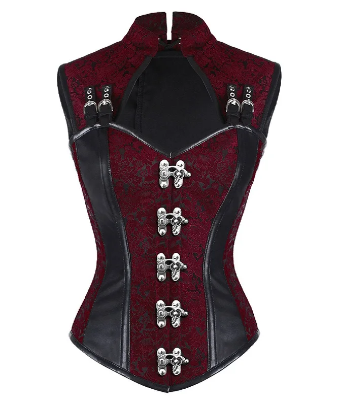 corset with embroidered patterns-Olga Gothic Corset with Shoulder Straps