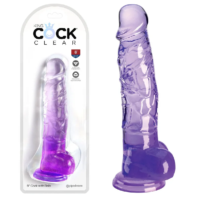 Ursa-major dildo-King Cock Clear 8'' Cock with Balls - Purple - Purple 20.3 cm Dong