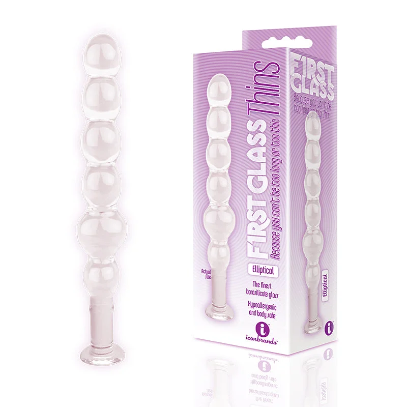 Compact Touch Solo Masturbator-The 9's Glass Thins Elliptical Glass Plug