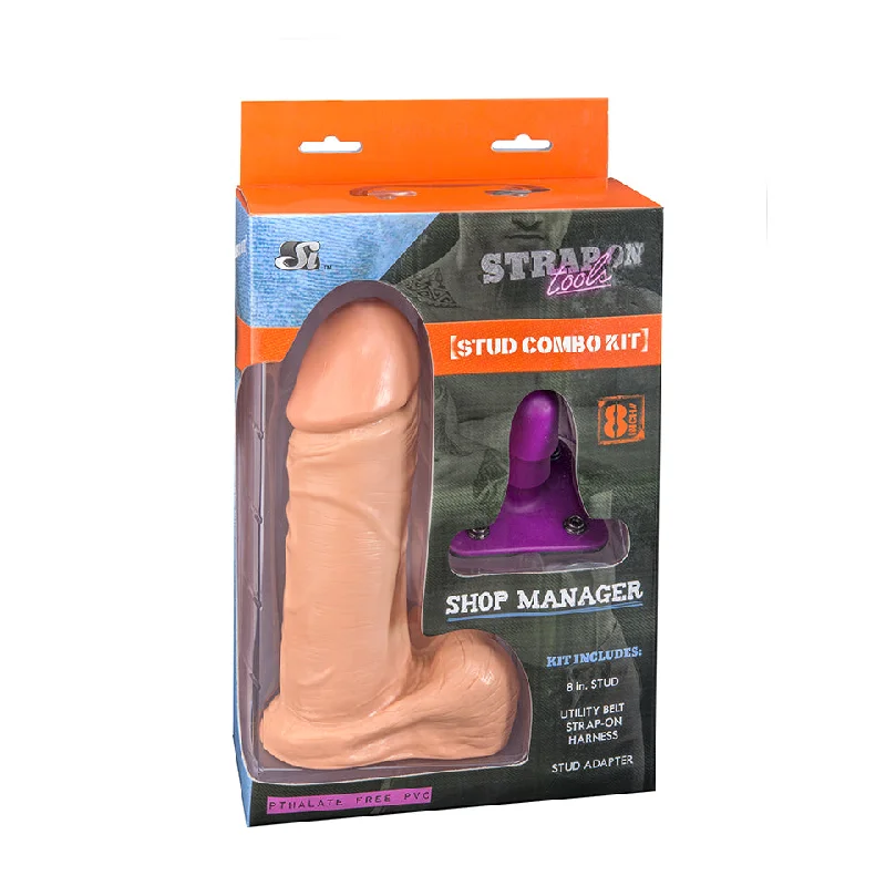 vibrating anal plug for couples with shared control settings-Si-61078 STRAP-ON TOOLS KIT 8in SHOP MANAGER-VANILLA