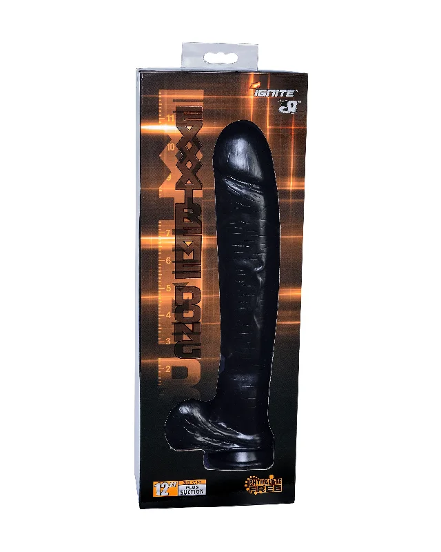 Suction-sealed dildo-Si-50421 12in EXXTREME DONG W/SUCTION-BLACK