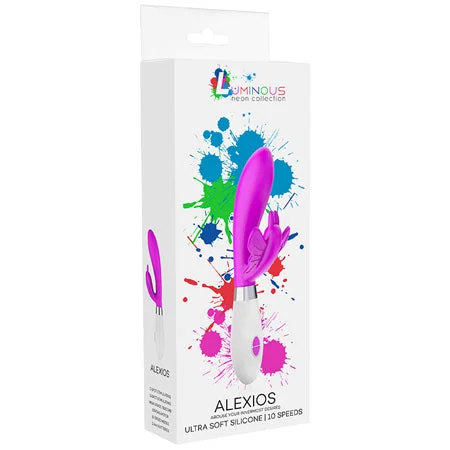 Luminous Alexios 10-Speed Silicone Dual Stimulation Vibrator Fuchsia