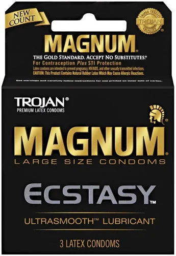 vibrating dildo with adjustable vibrations for stronger orgasms-Trojan Magnum Ecstasy - 3 Pack