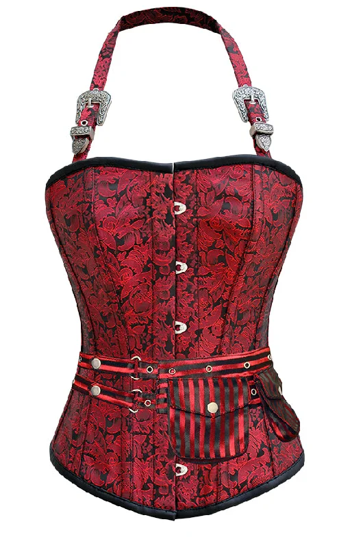 corset for pageant fibers-Weisz Red Corset with Strap and Pouch