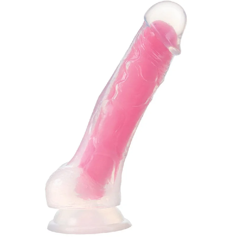 Mural-painted dildo-5.5" Neo Elite Glow in the Dark Silicone Dual Density Dildo - Pink