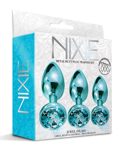 Sleek Feel Masturbator-Nixie Metal Butt Plug Trainer Set W/inlaid Jewel