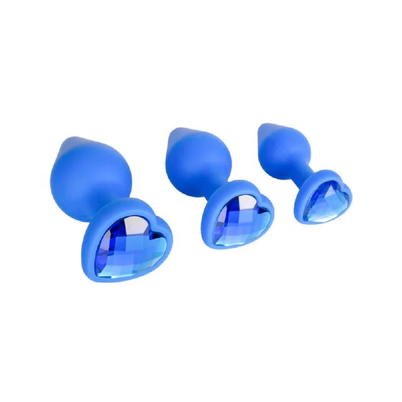 Custom Touch Solo Masturbator-My Heart Will Go On Plug Set 3 Blue Butt Plugs