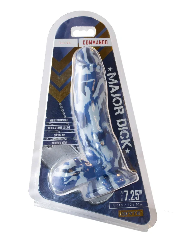 Stapled dildo-Si-21736 MAJOR DICK- 7.25" COMMANDO UNCUT BLUE CAMO DONG