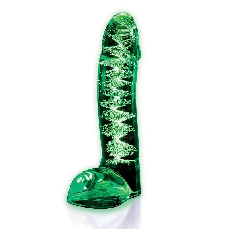 Street-art dildo-Whipsmart Glow In The Dark Glass Dildo With Balls 5.5 Inch