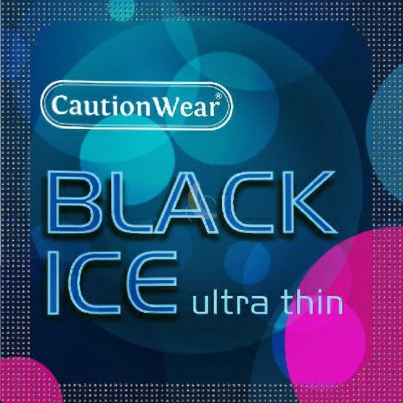 sexy lace lingerie for honeymoon nights-Caution Wear Black Ice Condoms