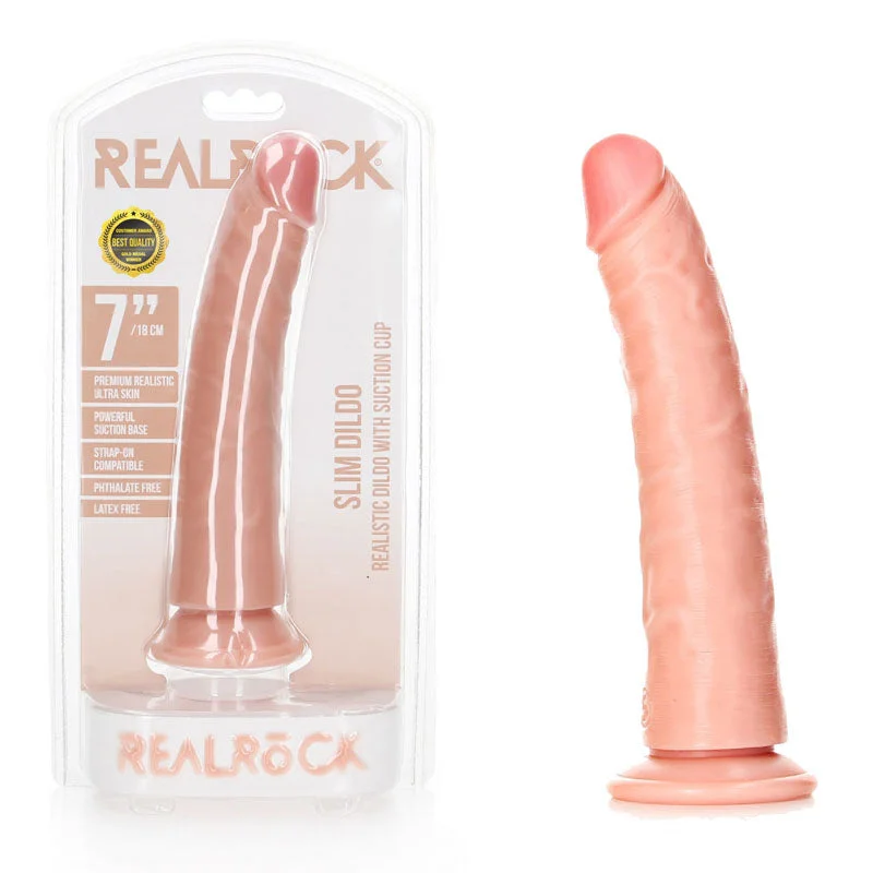 Taurus-strong dildo-REALROCK Realistic Slim Dildo with Suction Cup - 18cm