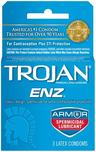 vibrating anal toy with ergonomic design for comfortable use-Trojan Enz Armor Spermicidal Lubricated  Condoms - 3 Pack