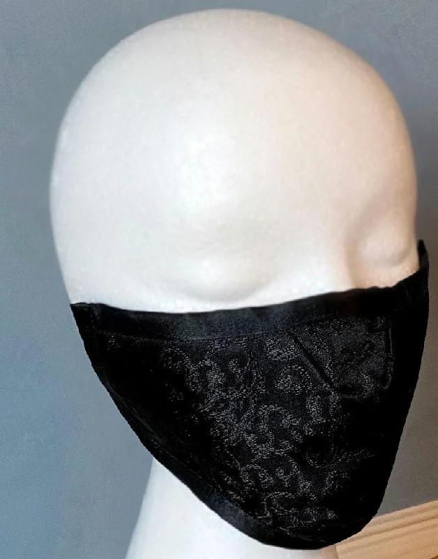 playful satin and lace teddy lingerie set-Black brocade face cover/cloths face mask, cotton inside. Made to order