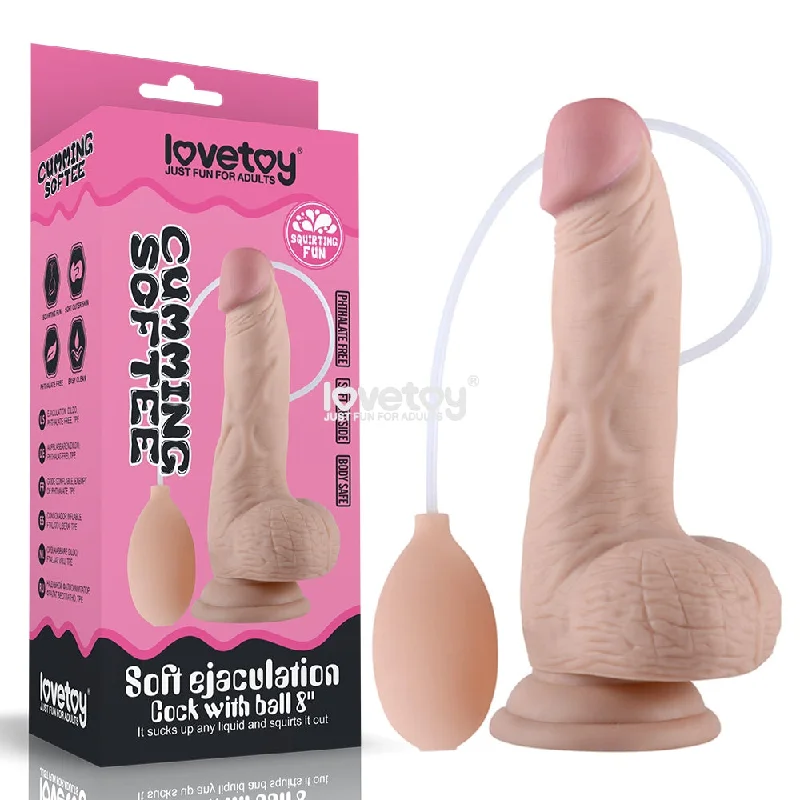 Friction-held dildo-Cumming Softee Soft Ejaculation Cock 8'' with Balls