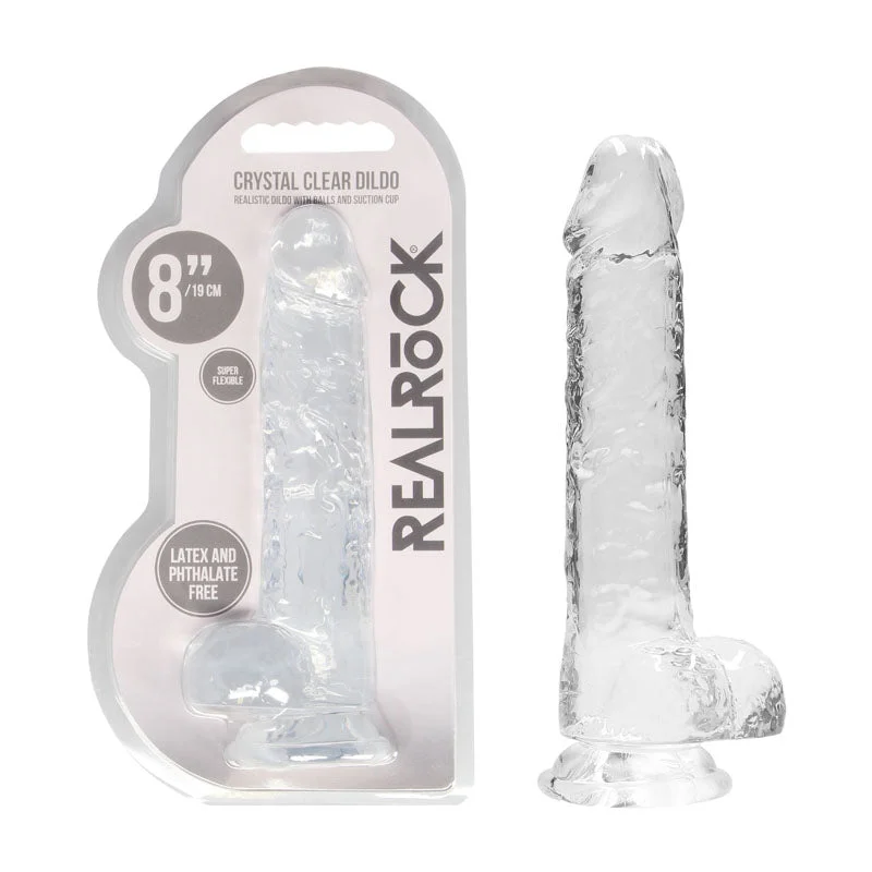 Cygnus-swan dildo-RealRock Realistic Clear Dildo With Balls 8"