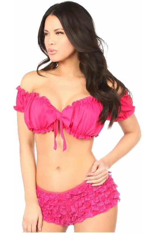 comfortable bridal lingerie-Fuchsia Peasant Top