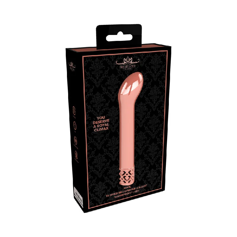 Shots Royal Gems Jewel Rechargeable Curved ABS Bullet Vibrator Rose Gold