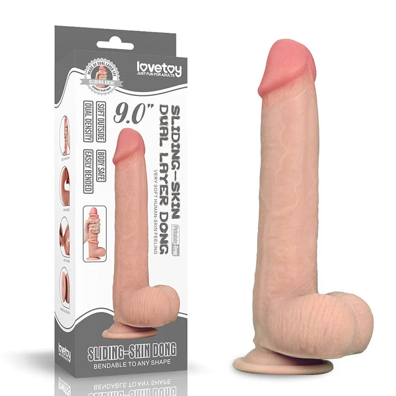 Skin-tight dildo-Sliding Skin Dual Layer Dong -  (9'') with Flexible Skin